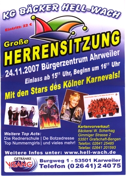 Flyer der Herrensitzung der KG Bcker Hellwach