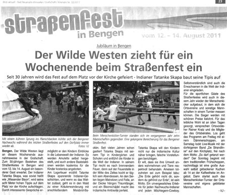 Zeitungsartikel ?ber das Strassenfest in Bengen 2011